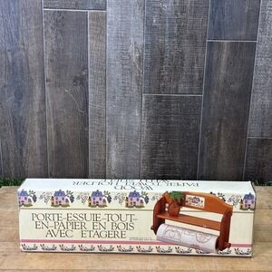 Vintage Action Industries Wood Paper Towel Holder NOS Original Box 1987